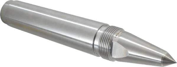 Royal Products - 1.231" Head Diam, Carbide-Tipped Steel Long Point Solid Dead Center - 4MT Morse Taper, 1/2" Point Diam, 7-5/16" OAL - Exact Tool & Supply