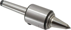 Royal Products - MT2 Taper Shank, 1.7" Head Diam 830 Lb Capacity Carbide Tipped Live Center - 12,000 Max RPM, 2.12" Head Length, 7/8" Point Diam, 1-3/4" Point Len, 180 Lb Max Workpc, 6-39/64" OAL, 3/8" Tip Diam, Long Point - Exact Tool & Supply
