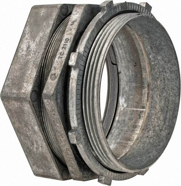 Thomas & Betts - 4" Trade, Die Cast Zinc Compression Straight EMT Conduit Connector - Noninsulated - Exact Tool & Supply