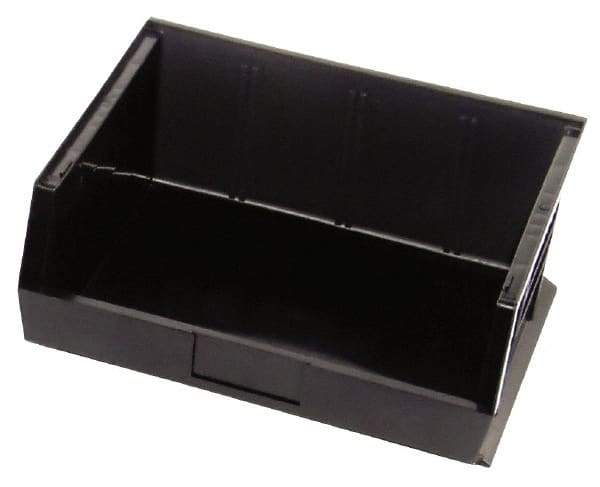 Quantum Storage - 75 Lb. Load Capacity, 14-3/4" Deep, Black Polypropylene Hopper Stacking Bin - 7" High x 16-1/2" Wide x 14-3/4" Long - Exact Tool & Supply