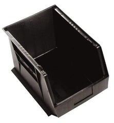 Quantum Storage - 75 Lb. Load Capacity, 18" Deep, Black Polypropylene Hopper Stacking Bin - 10" High x 11" Wide x 18" Long - Exact Tool & Supply