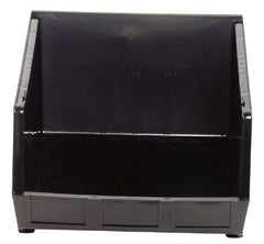 Quantum Storage - 75 Lb. Load Capacity, 18" Deep, Black Polypropylene Hopper Stacking Bin - 11" High x 16-1/2" Wide x 18" Long - Exact Tool & Supply