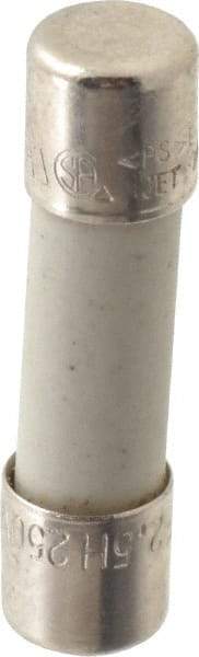 Ferraz Shawmut - 250 VAC, 2.5 Amp, Fast-Acting Miniature Ceramic Fuse - Clip Mount, 20mm OAL, 5mm Diam - Exact Tool & Supply