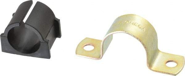 ZSI - 7/8" Tube, Steel, Zinc Plated Tube Strap with Cushion - 2 Mounting Holes - Exact Tool & Supply