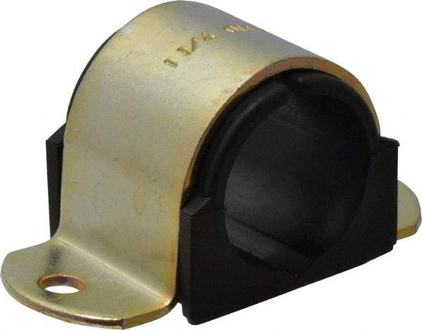 ZSI - 1-1/4" Tube, Steel, Zinc Plated Tube Strap with Cushion - 2 Mounting Holes - Exact Tool & Supply