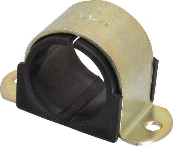 ZSI - 1-1/2" Tube, Steel, Zinc Plated Tube Strap with Cushion - 2 Mounting Holes - Exact Tool & Supply