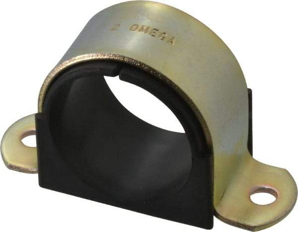 ZSI - 2" Tube, Steel, Zinc Plated Tube Strap with Cushion - 2 Mounting Holes - Exact Tool & Supply
