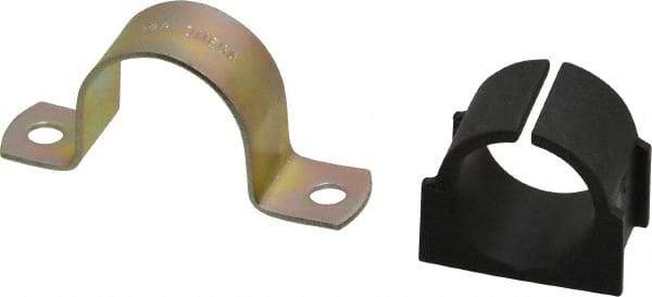 ZSI - 3/4 Pipe, Steel, Zinc Plated Pipe Strap with Cushion - 2 Mounting Holes - Exact Tool & Supply