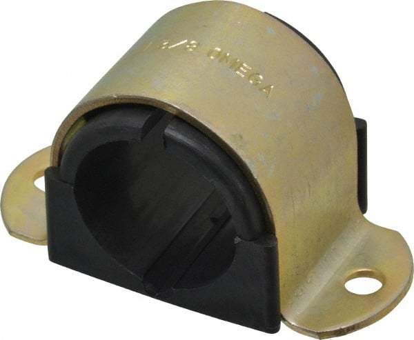 ZSI - 1 Pipe, Steel, Zinc Plated Pipe Strap with Cushion - 2 Mounting Holes - Exact Tool & Supply