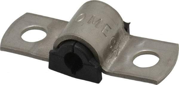 ZSI - 1/4" Tube, Grade 304 Stainless Steel, Tube Strap with Cushion - 2 Mounting Holes - Exact Tool & Supply