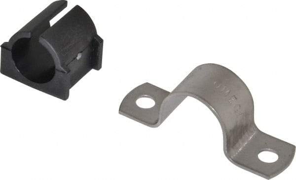 ZSI - 3/4" Tube, Grade 304 Stainless Steel, Tube Strap with Cushion - 2 Mounting Holes - Exact Tool & Supply