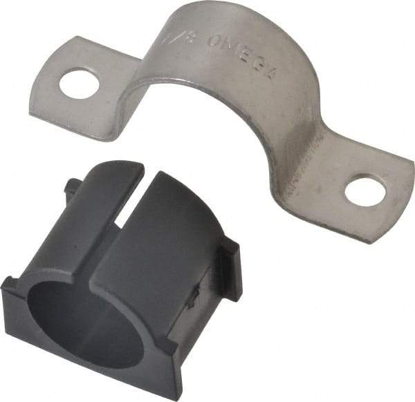 ZSI - 7/8" Tube, Grade 304 Stainless Steel, Tube Strap with Cushion - 2 Mounting Holes - Exact Tool & Supply