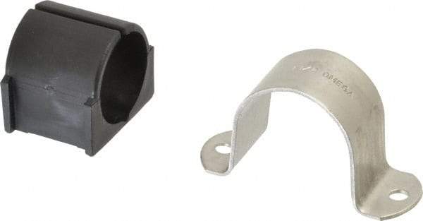 ZSI - 1-1/2" Tube, Grade 304 Stainless Steel, Tube Strap with Cushion - 2 Mounting Holes - Exact Tool & Supply
