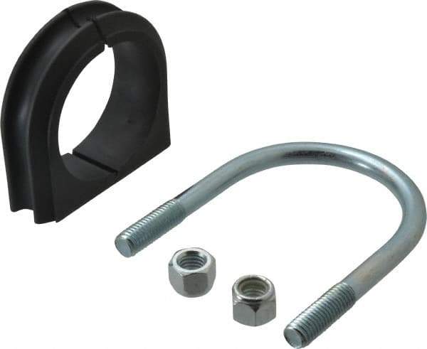 ZSI - 2-1/2" Pipe, Steel U Bolt Clamp with Cushion - Electro Galvanized, 1" Panel Thickness - Exact Tool & Supply