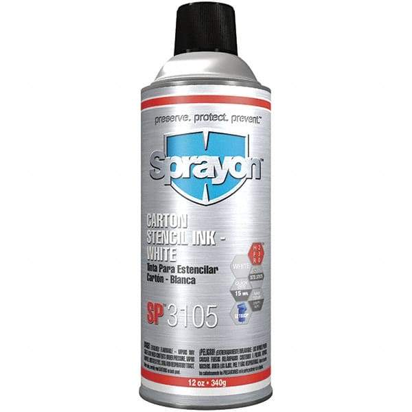 Sprayon - 16 Ounce Container, White Stencil Ink - Nonporous - Exact Tool & Supply