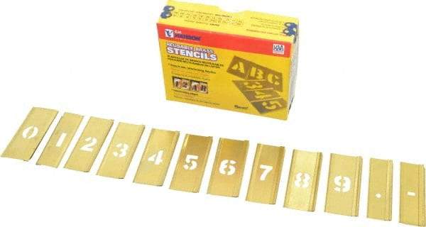 C.H. Hanson - 15 Piece, 1/2 Inch Character Size, Brass Stencil - Contains Figure Set - Exact Tool & Supply