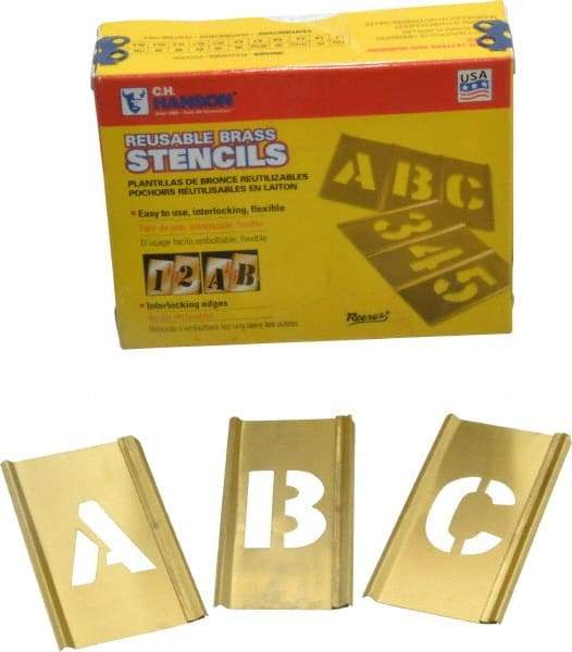 C.H. Hanson - 33 Piece, 1 Inch Character Size, Brass Stencil - Contains Letter Set - Exact Tool & Supply