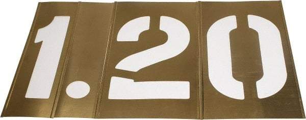 C.H. Hanson - 13 Piece, 10 Inch Character Size, Brass Stencil - Contains Numbers - Exact Tool & Supply