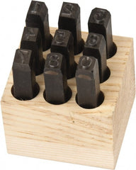 Made in USA - 9 Piece, 1/4" Character Steel Stamp Set - Exact Tool & Supply