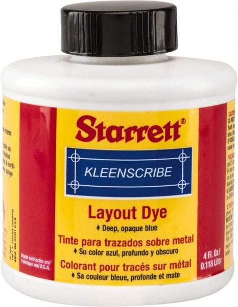 Starrett - Blue Layout Fluid - 4 Ounce Brush Top Bottle - Exact Tool & Supply