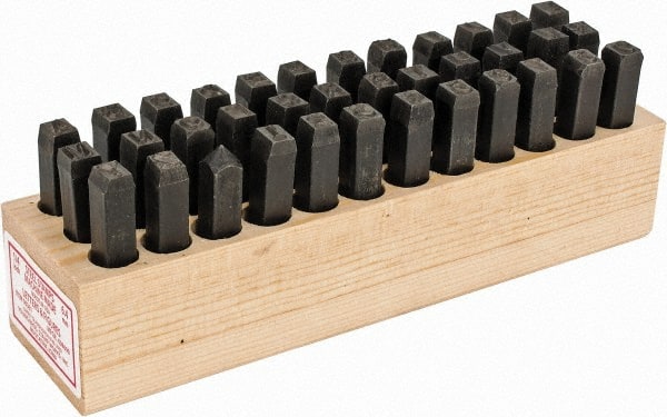Made in USA - 36 Piece, 1/4" Character Steel Stamp Set - Exact Tool & Supply