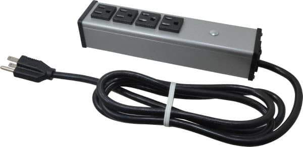 Wiremold - 4 Outlets, 120 Volts, 15 Amps, 6' Cord, Power Outlet Strip - Free Hanging Mount, 5-15 NEMA Configuration, 9-1/4" Strip, cULus Listed - Exact Tool & Supply