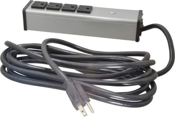 Wiremold - 4 Outlets, 120 Volts, 15 Amps, 15' Cord, Power Outlet Strip - Free Hanging Mount, 5-15 NEMA Configuration, 9-1/4" Strip, cULus Listed - Exact Tool & Supply