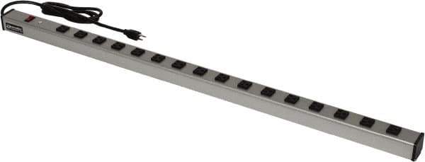 Wiremold - 16 Outlets, 120 Volts, 15 Amps, 6' Cord, Power Outlet Strip - Raceway Mount, 5-15 NEMA Configuration, 48" Strip, cULus Listed - Exact Tool & Supply
