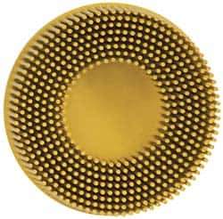 3M - 3" 80 Grit Ceramic Tapered Disc Brush - Medium Grade, Type R Quick Change Connector, 5/8" Trim Length - Exact Tool & Supply