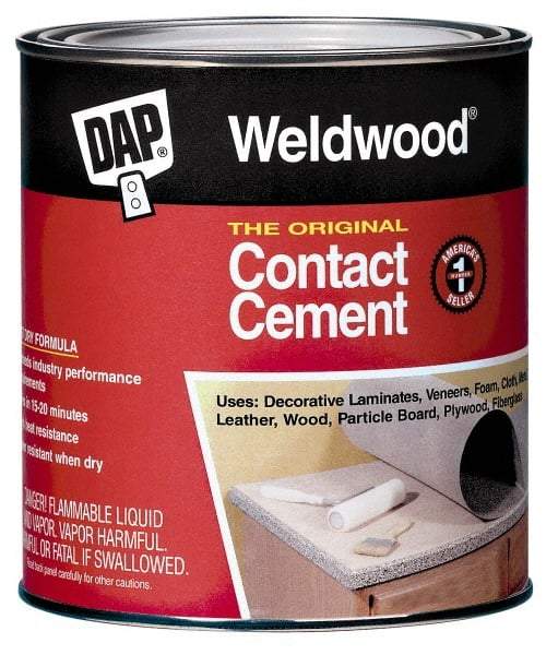 DAP - 1 Gal Can Tan Contact Adhesive - 15 min Working Time, Bonds to Cardboard, Concrete, Metal, Paper, Particle Board, Rubber & Wood - Exact Tool & Supply