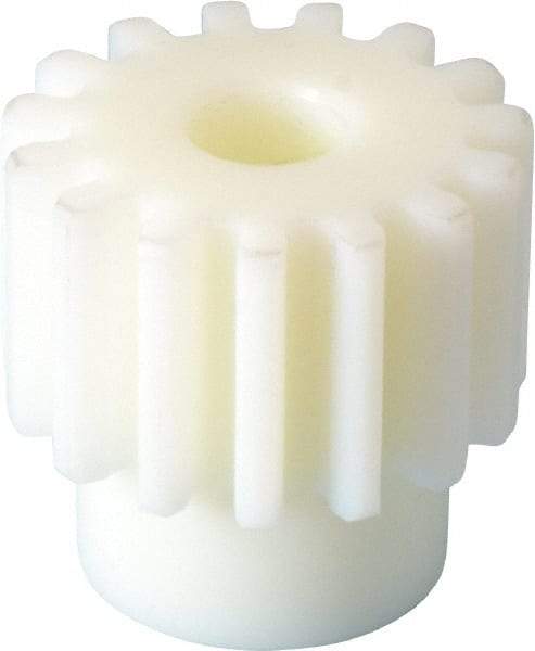 Poly Hi Solidur - 10 Pitch, 1-1/2" Pitch Diam, 1.7" OD, 15 Tooth Spur Gear - 1" Face Width, 1/2" Bore Diam, 1-7/32" Hub Diam, 14.5° Pressure Angle, Nylon - Exact Tool & Supply