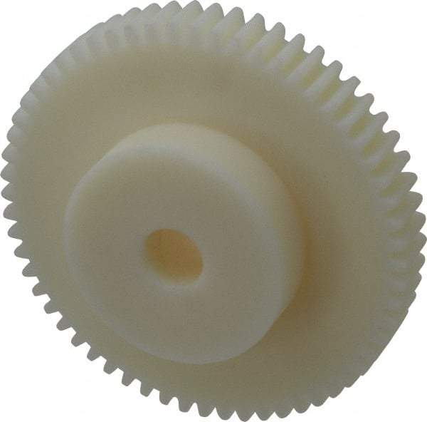 Poly Hi Solidur - 12 Pitch, 5" Pitch Diam, 5.166" OD, 60 Tooth Spur Gear - 3/4" Face Width, 3/4" Bore Diam, 2-3/4" Hub Diam, 14.5° Pressure Angle, Nylon - Exact Tool & Supply