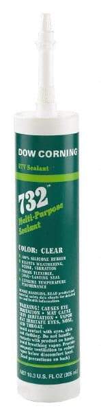 Dow Corning - 10.1 oz Cartridge White RTV Silicone Joint Sealant - -76 to 356°F Operating Temp, 20 min Tack Free Dry Time, 24 hr Full Cure Time, Series 732 - Exact Tool & Supply