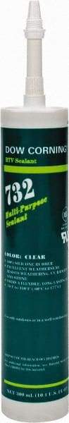 Dow Corning - 10.3 oz Cartridge Clear RTV Silicone Joint Sealant - -76 to 356°F Operating Temp, 20 min Tack Free Dry Time, 24 hr Full Cure Time, Series 732 - Exact Tool & Supply