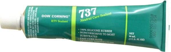 Dow Corning - 3 oz Cartridge Clear RTV Silicone Joint Sealant - -85 to 350°F Operating Temp, 14 min Tack Free Dry Time, 24 hr Full Cure Time, Series 737 - Exact Tool & Supply