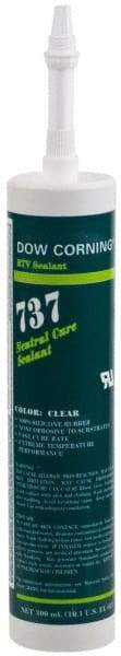 Dow Corning - 10.1 oz Cartridge Clear RTV Silicone Joint Sealant - -85 to 350°F Operating Temp, 14 min Tack Free Dry Time, 24 hr Full Cure Time, Series 737 - Exact Tool & Supply