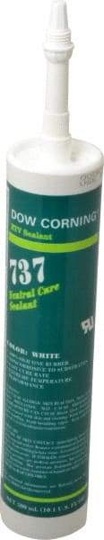 Dow Corning - 10.1 oz Cartridge White RTV Silicone Joint Sealant - -85 to 350°F Operating Temp, 14 min Tack Free Dry Time, 24 hr Full Cure Time, Series 737 - Exact Tool & Supply