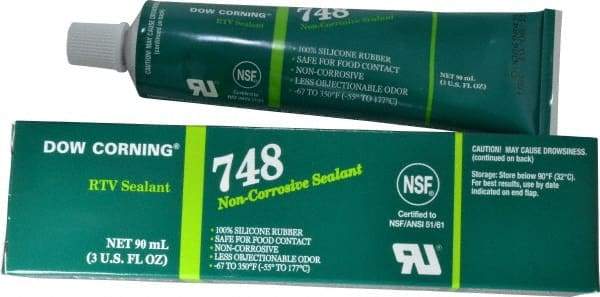 Dow Corning - 3 oz Tube Off-White RTV Silicone Joint Sealant - -67 to 350°F Operating Temp, 30 min Tack Free Dry Time, 36 hr Full Cure Time, Series 748 - Exact Tool & Supply