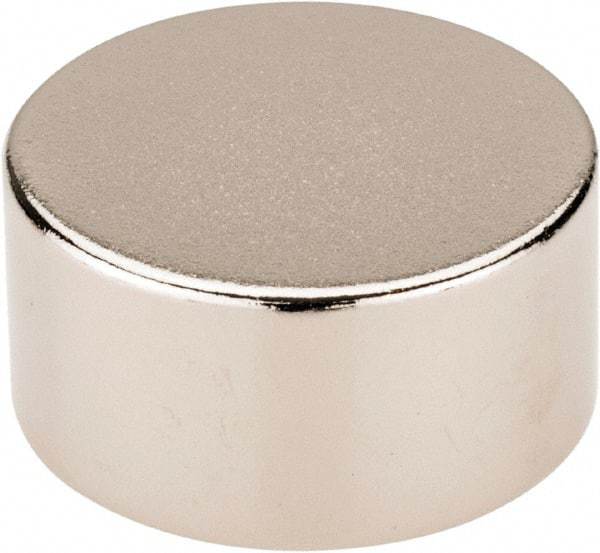 Mag-Mate - 3/4" Diam x 3/8" High Neodymium Rare Earth Magnet - 13.5 Lb Max Capacity, 200°F Max, Nickel Plated - Exact Tool & Supply