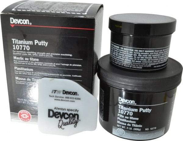 Devcon - 2 Lb Kit Gray Epoxy Resin Putty - 150°F (Wet), 350°F (Dry) Max Operating Temp, 16 hr Full Cure Time - Exact Tool & Supply
