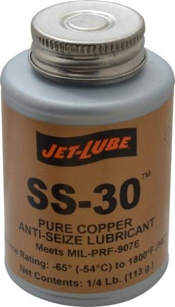 Jet-Lube - 0.25 Lb Can High Temperature Anti-Seize Lubricant - Copper, -65 to 1,800°F, Copper Colored, Water Resistant - Exact Tool & Supply