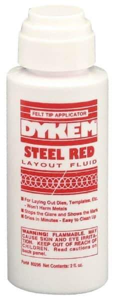 Dykem - Red Layout Fluid - 2 Ounce Felt Tip Applicator - Exact Tool & Supply