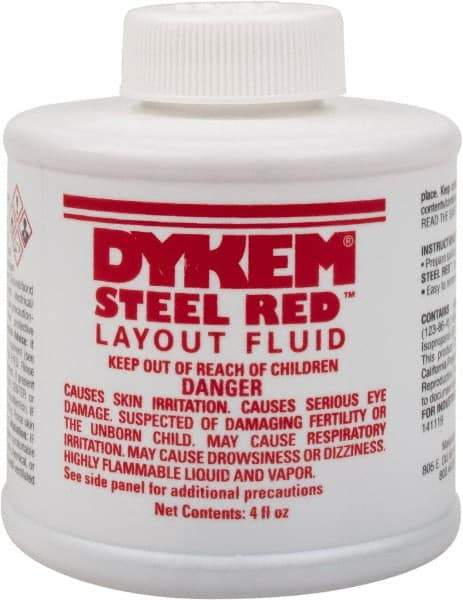 Dykem - Red Layout Fluid - 4 Ounce Brush Top Can - Exact Tool & Supply