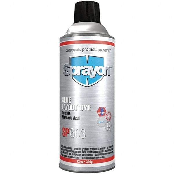 Sprayon - Blue Layout Fluid - 12 Ounce Aerosol Can - Exact Tool & Supply