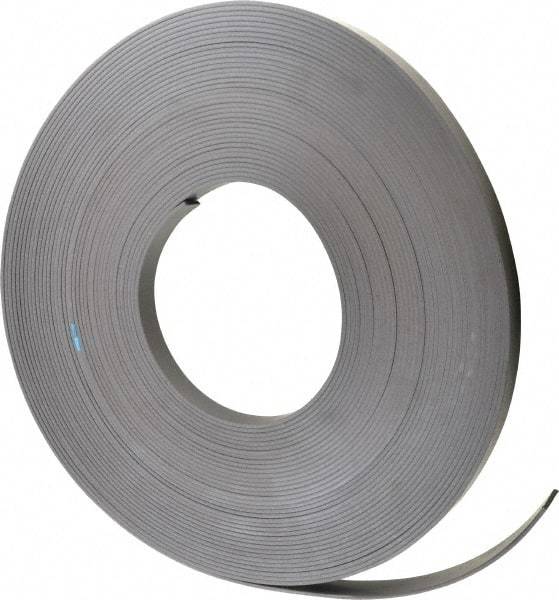Mag-Mate - 100' Long x 3/4" Wide x 1/8" Thick Flexible Magnetic Strip - 12 Lb Max Pull Force, 14 Linear Ft/Lb Magnetic Pull Force, Plain Back - Exact Tool & Supply