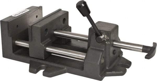 Palmgren - 6" Jaw Opening Capacity x 1-7/8" Throat Depth, Horizontal Drill Press Vise - 6" Wide Jaw, Stationary Base, Standard Speed, 14-1/2" OAL x 4-5/16" Overall Height - Exact Tool & Supply
