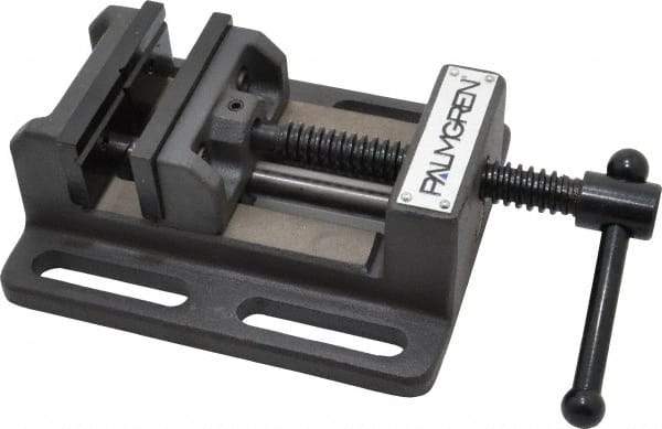 Palmgren - 3" Jaw Opening Capacity x 1-1/8" Throat Depth, Horizontal Drill Press Vise - 3" Wide Jaw, Stationary Base, Standard Speed, 6-1/2" OAL x 2-7/16" Overall Height - Exact Tool & Supply