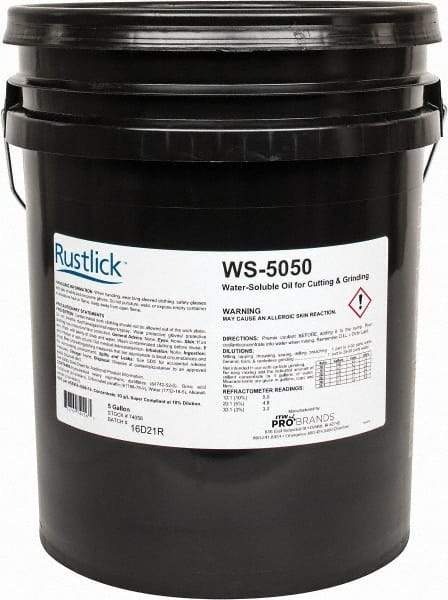 Rustlick - Rustlick WS-5050, 5 Gal Pail Cutting & Grinding Fluid - Water Soluble, For Broaching, CNC Machining, Drilling, Milling - Exact Tool & Supply
