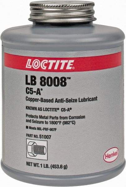 Loctite - 1 Lb Can High Temperature Anti-Seize Lubricant - Copper/Graphite, -29 to 1,800°F, Copper Colored, Water Resistant - Exact Tool & Supply