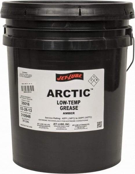 Jet-Lube - 5 Gal Pail Low Temperature Grease - Amber, Low Temperature, 225°F Max Temp, NLGIG 2, - Exact Tool & Supply